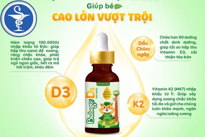 Bí quyết trẻ đạt chiều cao tối đa với dầu chùm ngây D3K2 Babego từ Đức